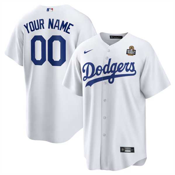 Mens Los Angeles Dodgers Active Player Custom White 2024 World Series Cool Base Stitched Baseball Jersey